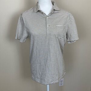 J. Crew Factory Striped Slub Cotton 3 Button Pocket Polo Size Medium (N5)